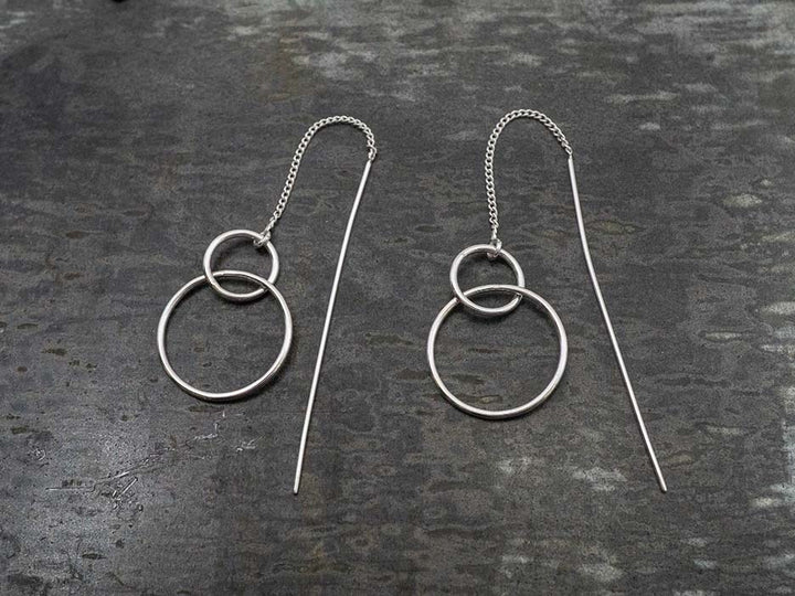 Double Rings Threader Earrings