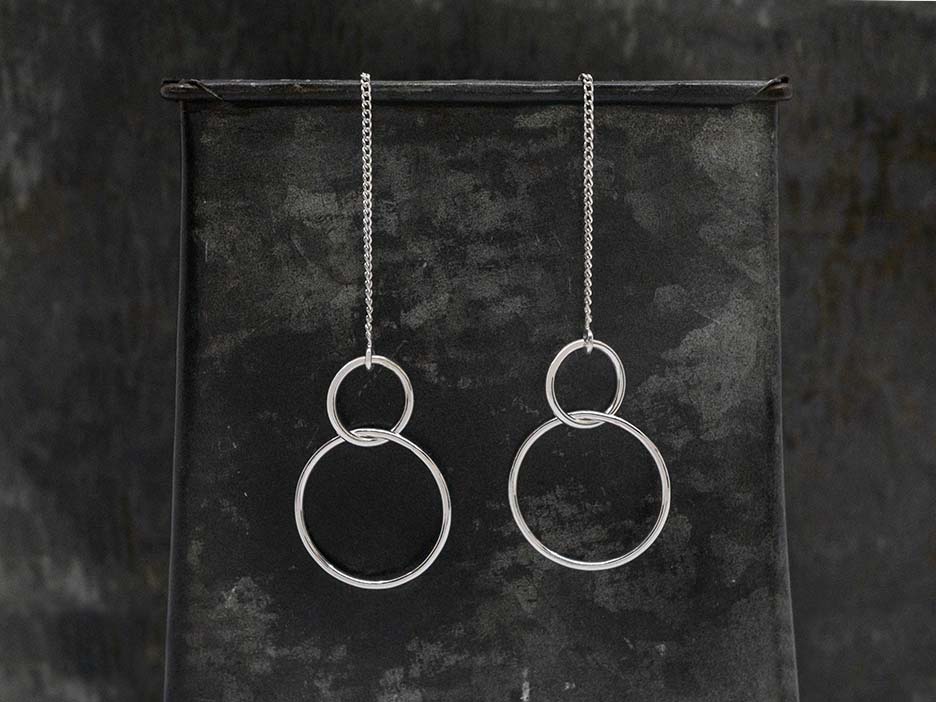 Double Rings Threader Earrings