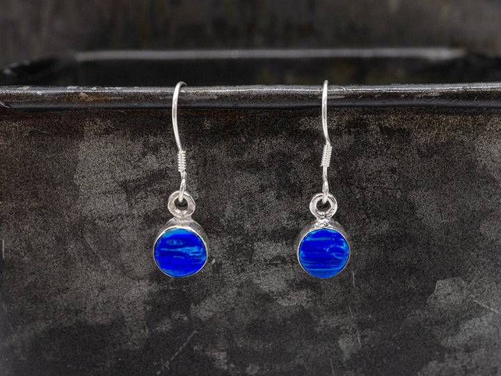 Round Opal Cab on Hook, Dark Blue