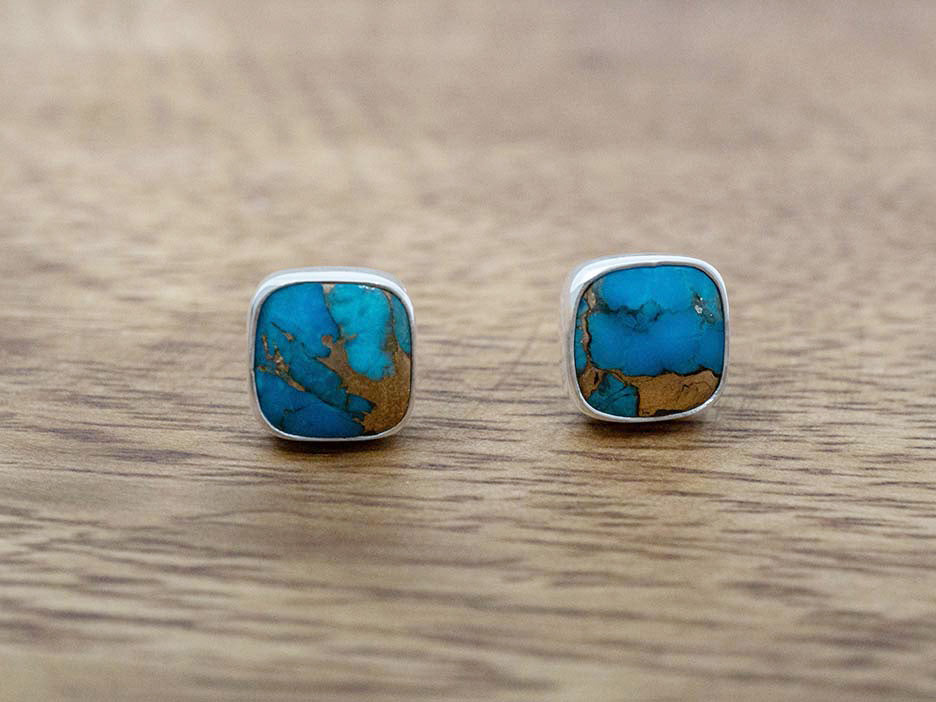 Bronzed Turquoise Cuadrado Studs