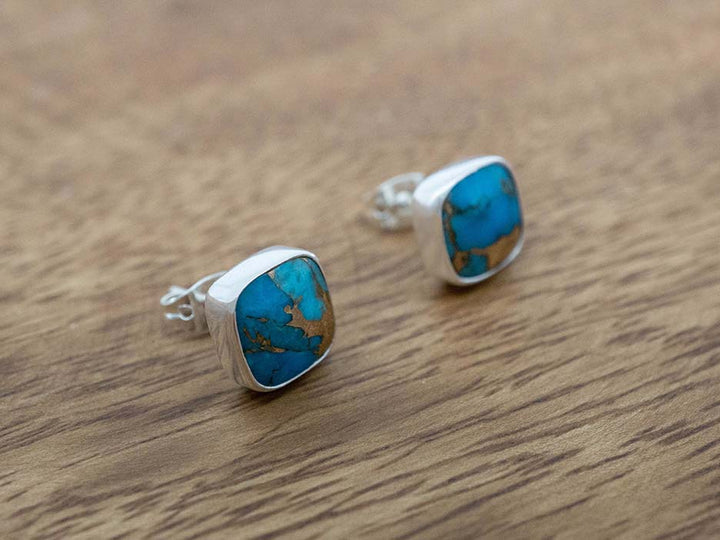 Bronzed Turquoise Cuadrado Studs