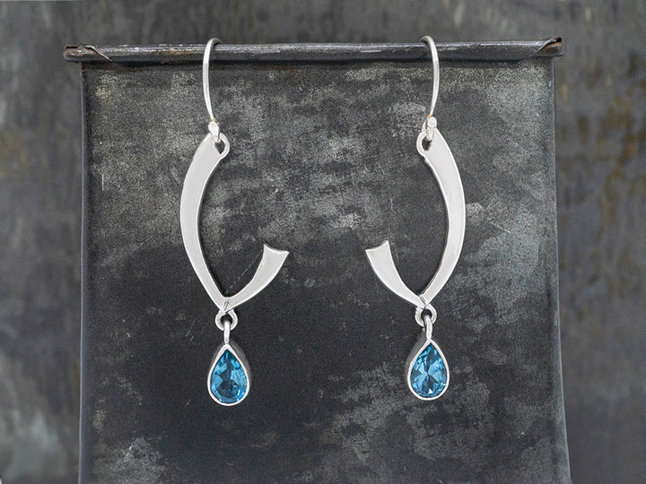 Swoop Earring w/ Blue Topaz