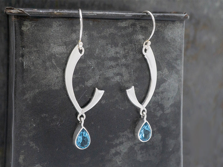 Swoop Earring w/ Blue Topaz