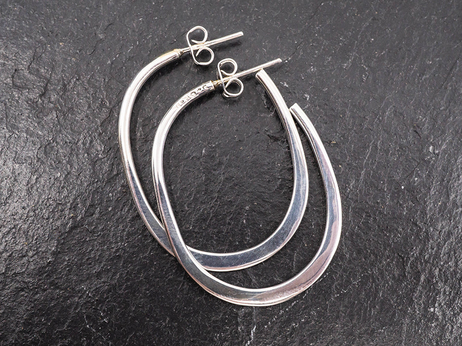 sterling silver oval hoop earrings