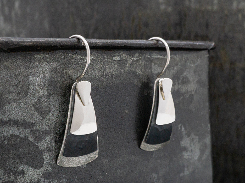 Triple Texture Triangle Earrings