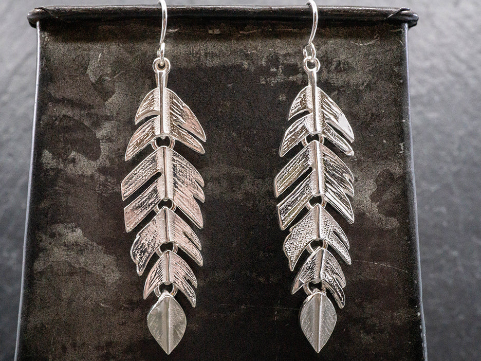 Vintage .925 Sterling Silver Feather Earrings | eBay