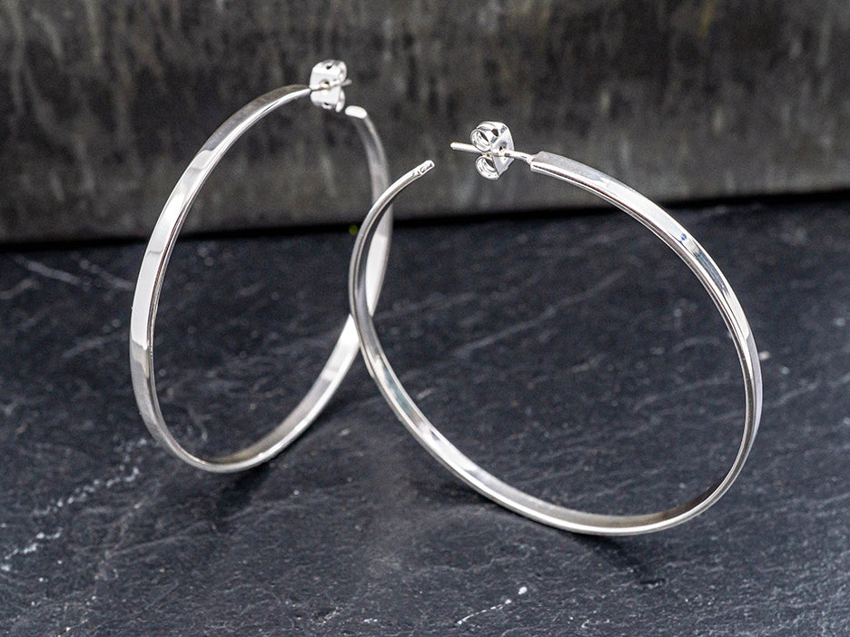 large sterling silver hoop  earrings.