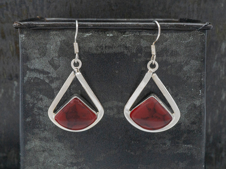 Red Jasper in Teardrop Twist on Hook Earring