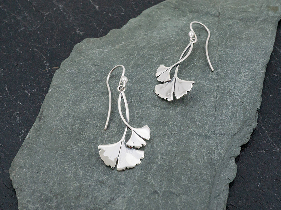 Sterling Silver Ginkgo Earring