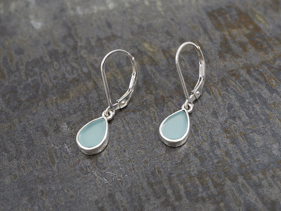 Chalcedony Teardrop Earring on Lever Back