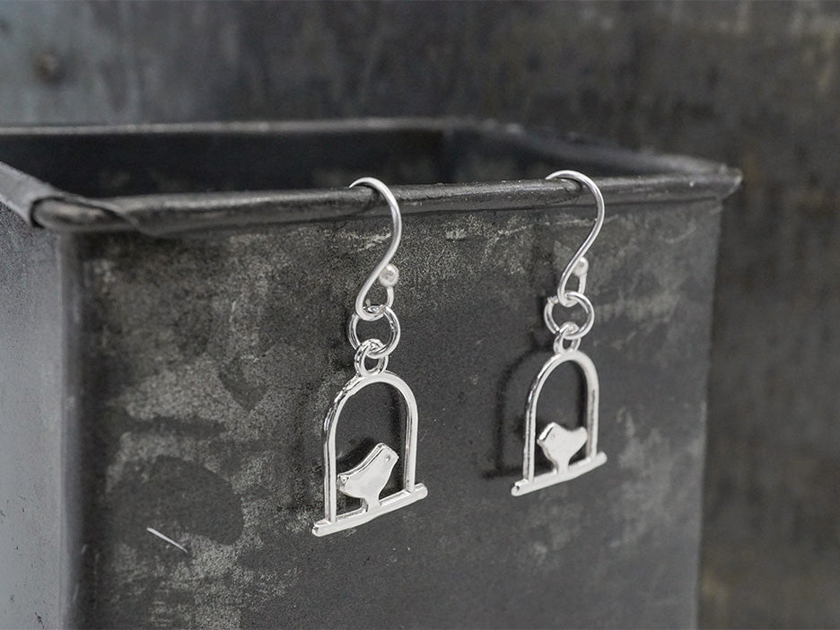 sterling silver swinging birds earrings.