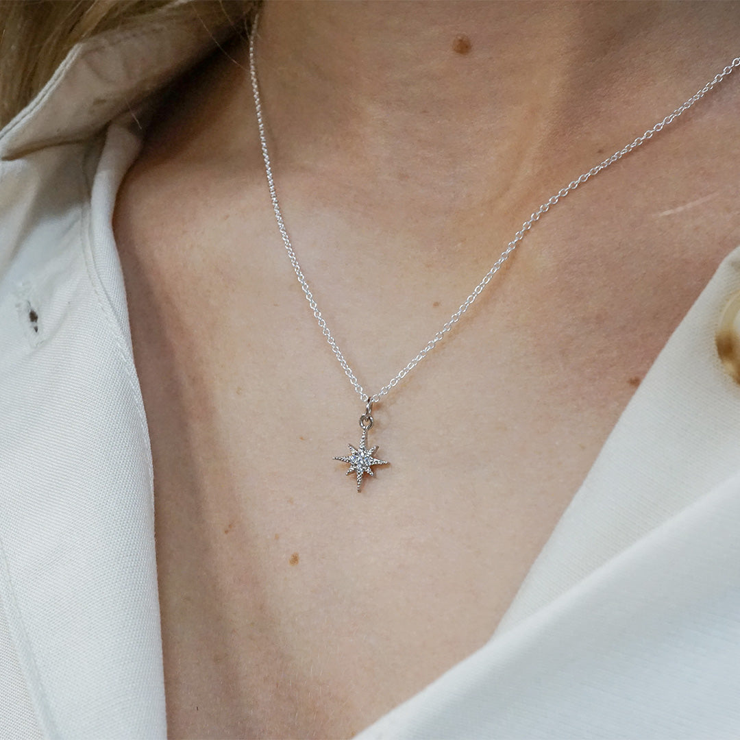Precious Moments® Diamond Accent North Star Pendant in Sterling Silver |  Zales