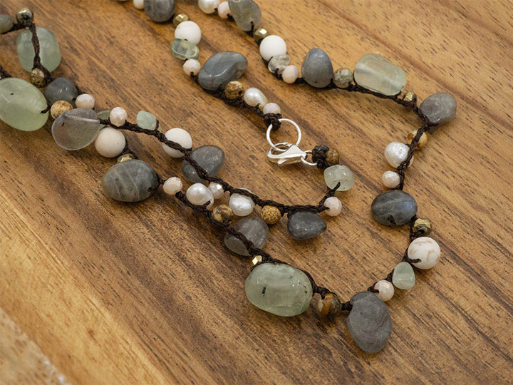 Hand-Tied Mixed Stone Necklace