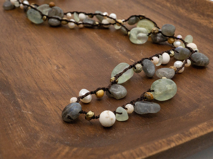 Hand-Tied Mixed Stone Necklace