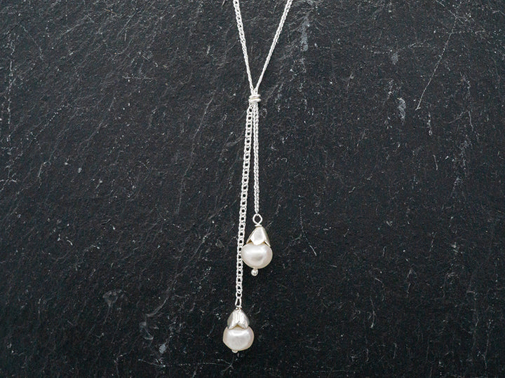 Bolero Necklace w/ Two Irregular Pearls