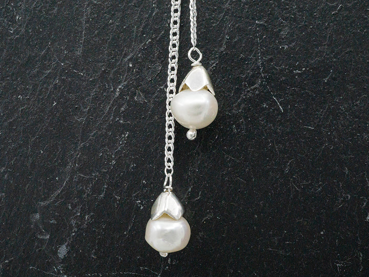 Bolero Necklace w/ Two Irregular Pearls