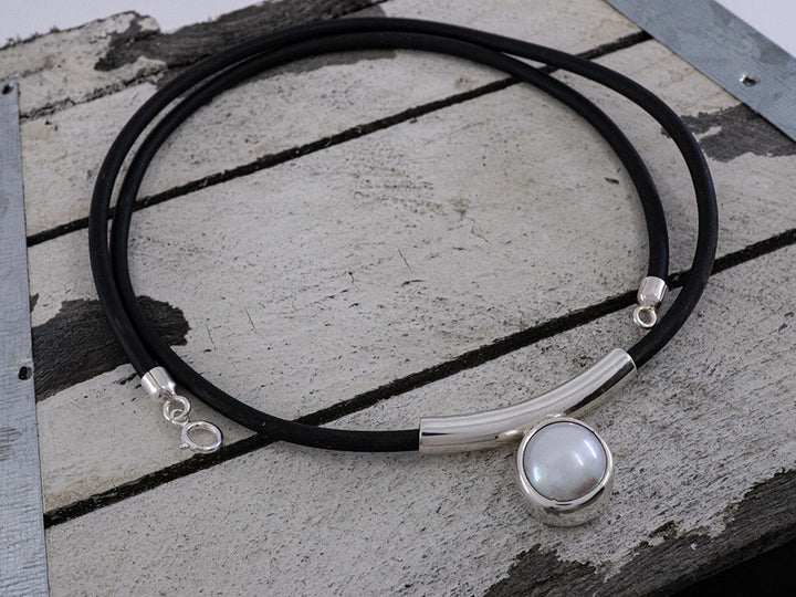Pearl on Black Jelly Necklace