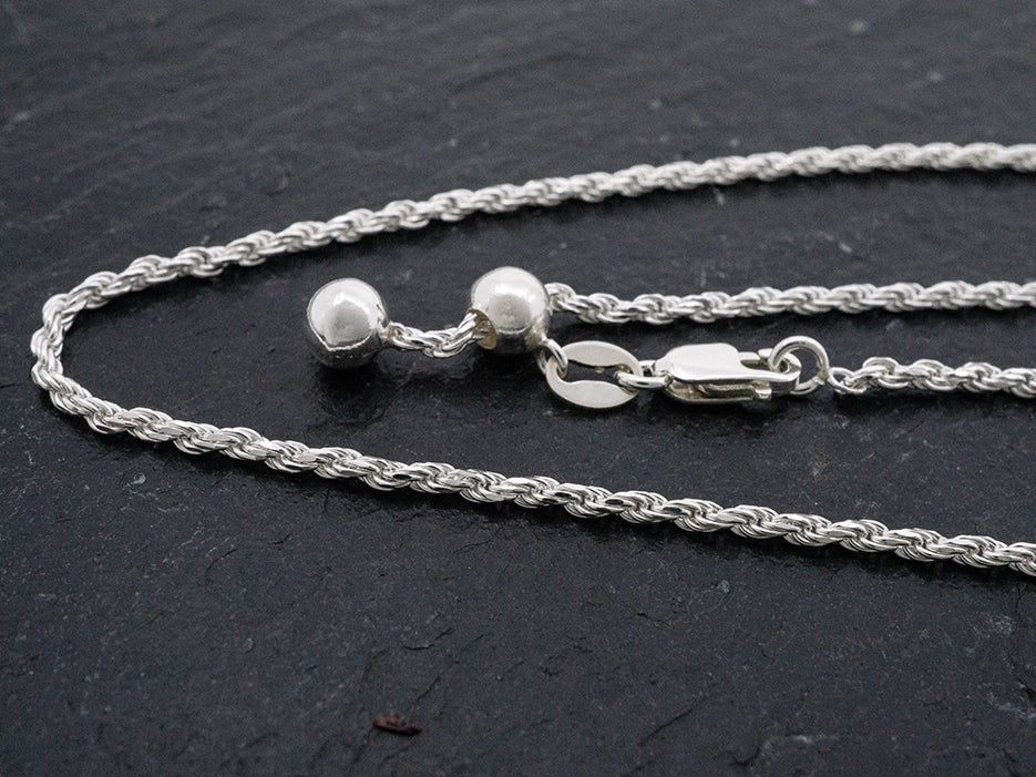 Adjustable Rope Chain Adjustable Silver Rope Chain – Corazon Sterling Silver from Taxco