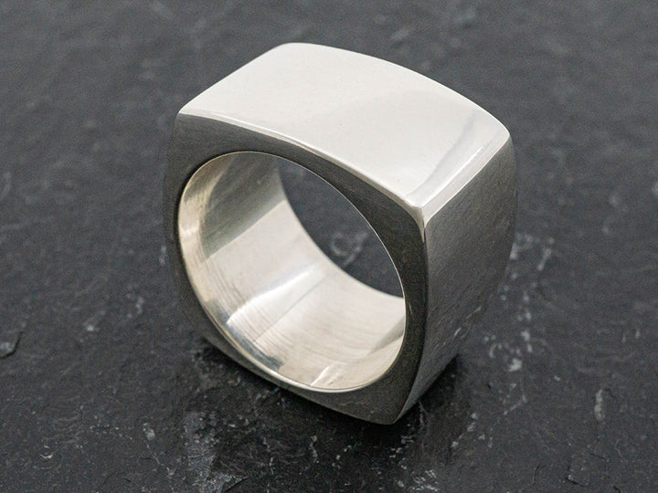 Solid Silver Square Band Ring