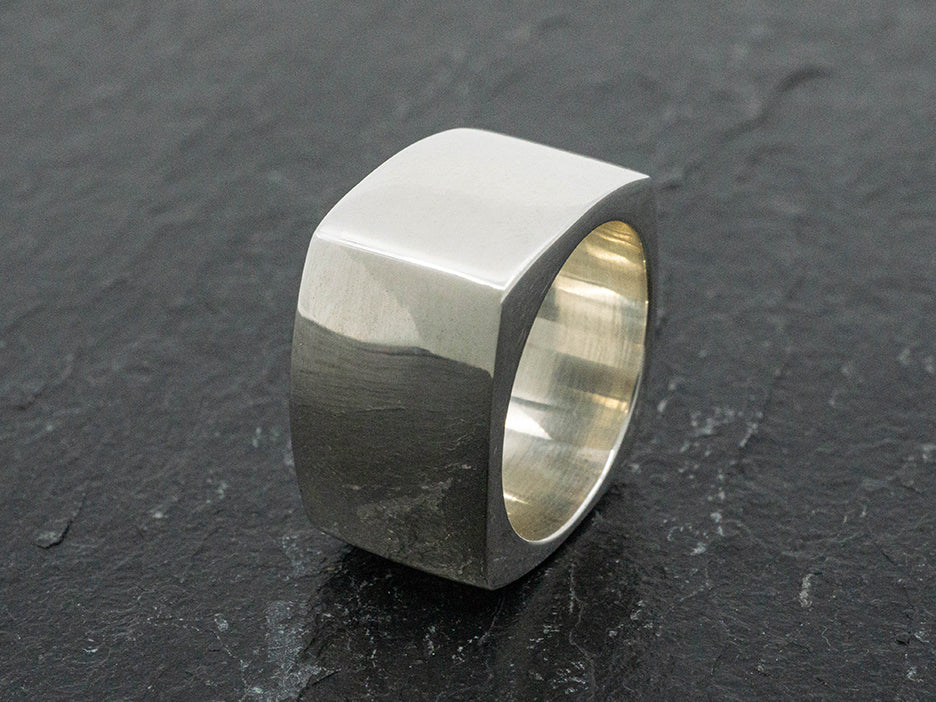 Solid Silver Square Band Ring