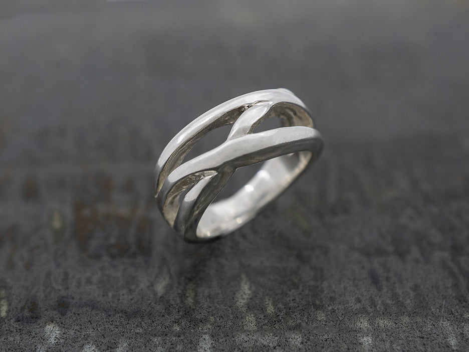 Ring R434 Open 2-Strand Sterling Silver Ring – Corazon Sterling Silver from Taxco
