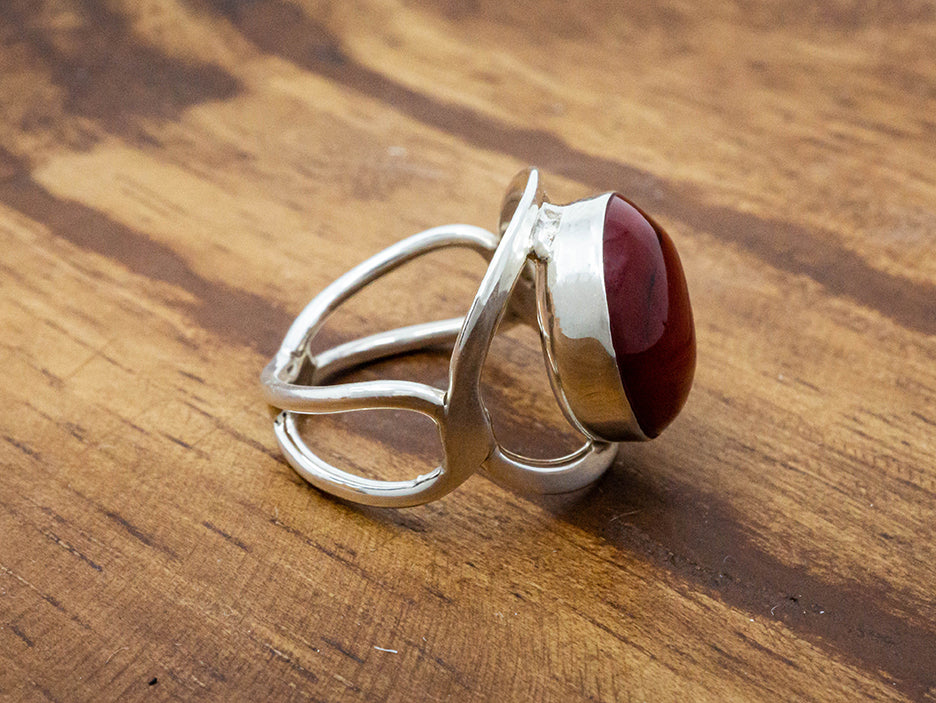 Round Red Jasper Frame Ring