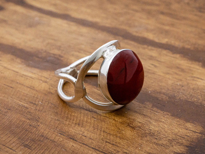 Round Red Jasper Frame Ring