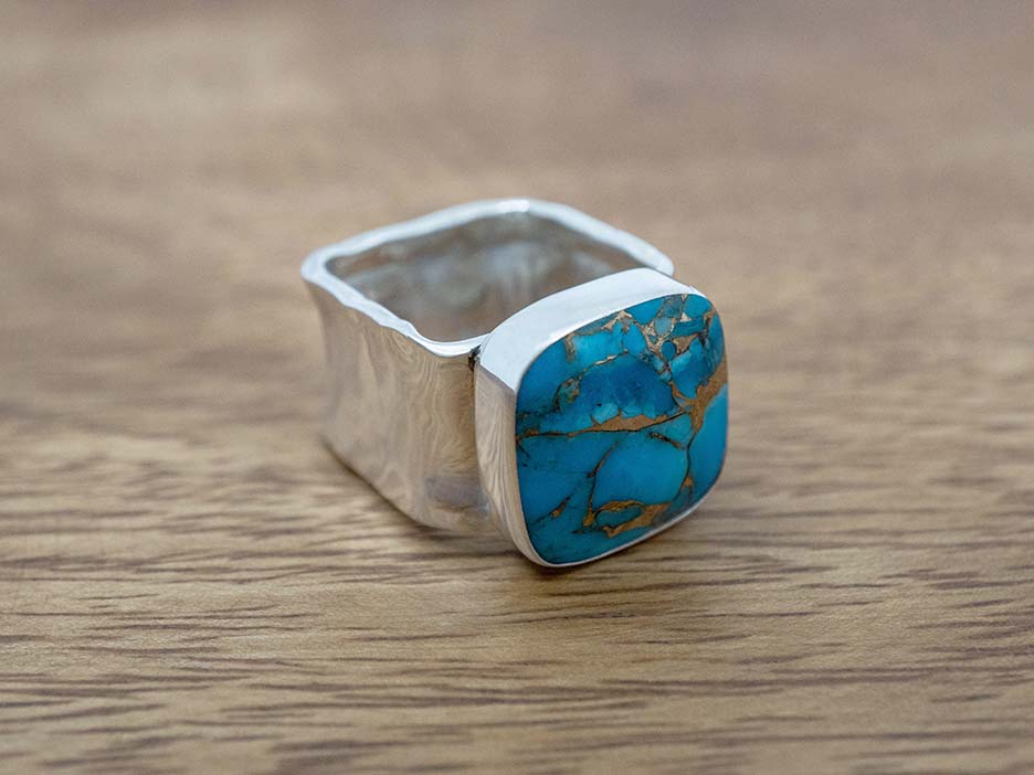 Bronzed Turquoise Cuadrado Ring