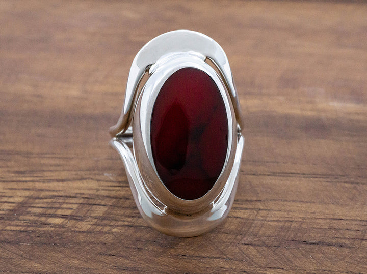 Oval Frame Ring w/ Red Jasper