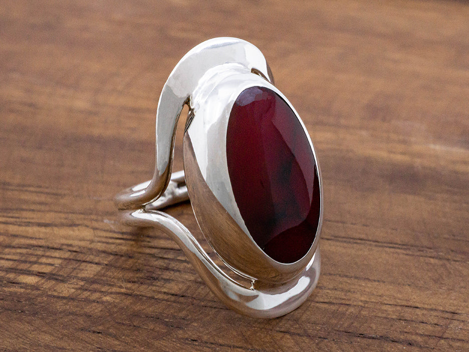 Modern Design With Dark Red Stone Man Ring On 14K Yellow Gold. – Chic  Jewelry Los Angeles, Importers and Wholesalers of Fine Jewelry