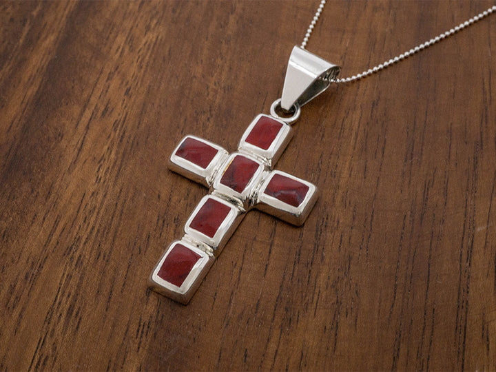 Red Jasper Mosaic Cross Pendant