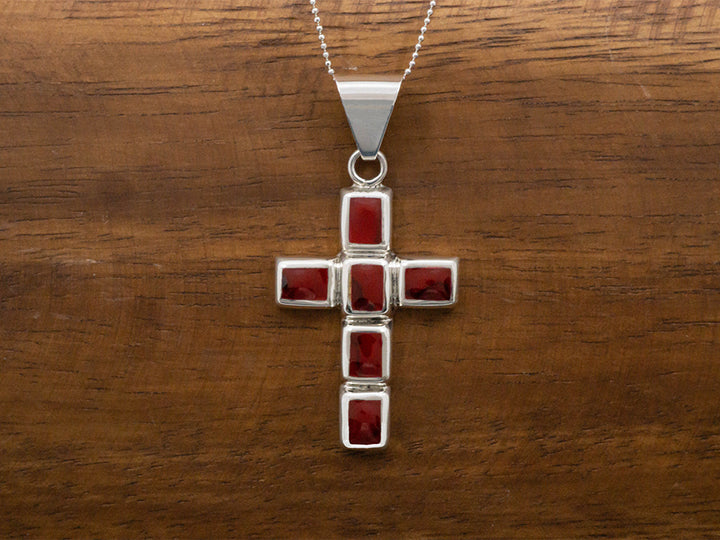 Red Jasper Mosaic Cross Pendant