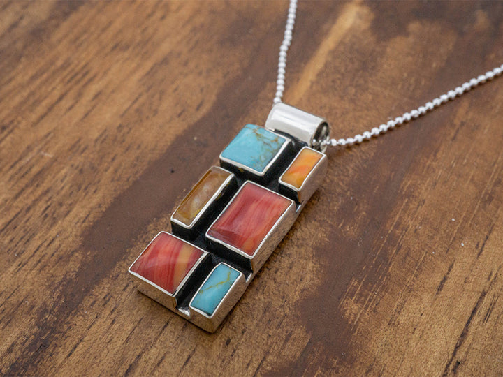 Medium Rectangle Mosaic Pendant, Tejano