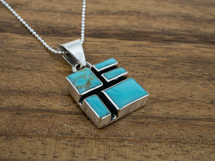 Square Mosaic Pendant, Turquoise