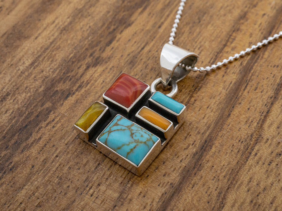 Square Tejano Mosaic Pendant