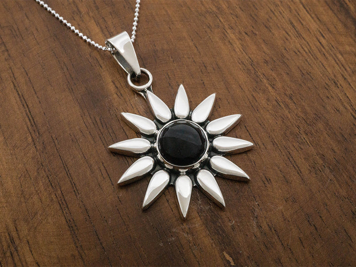 Mini Black Sunburst Pendant