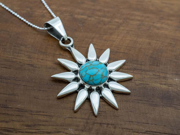 Mini Turquoise Sunburst Pendant