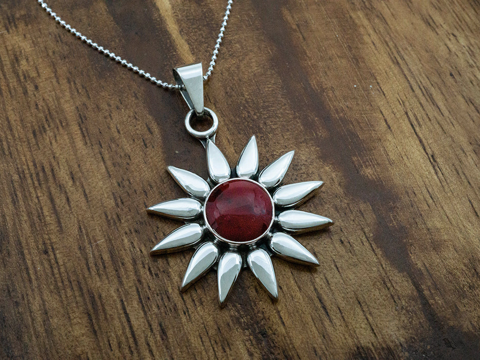 Mini Red Jasper Sunburst Pendant