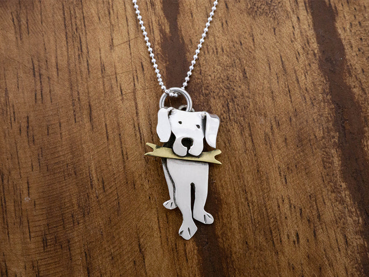 Sterling Silver Dog with Bone Pendant