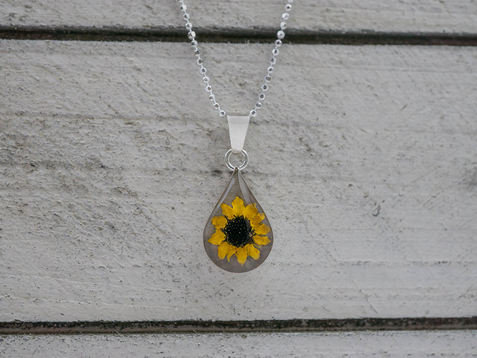 Primavera Sunflower Necklace, Small Teardrop