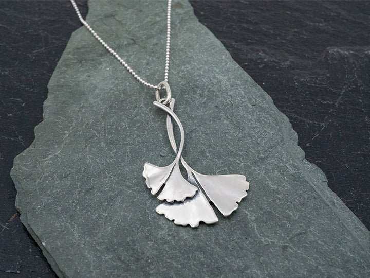 Sterling Silver Ginkgo Pendant