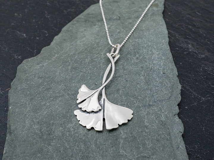 Sterling Silver Ginkgo Pendant