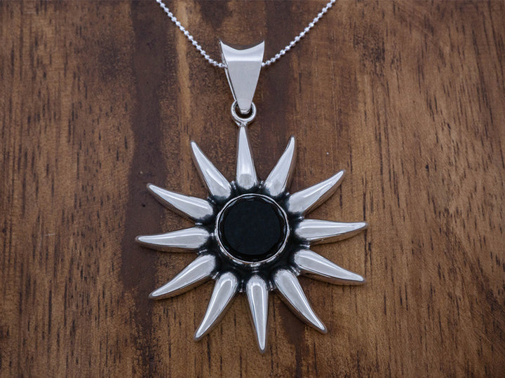 Sunburst Pendant w/ Domed Obsidian