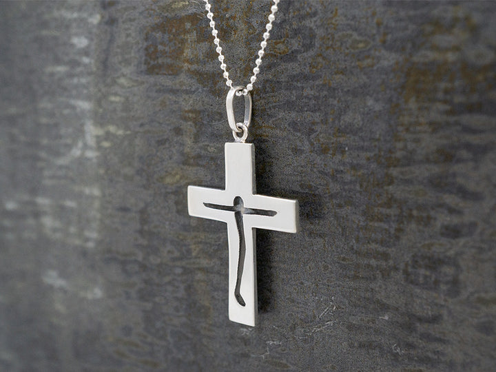 Cross Pendant w/ Oxidized Profile