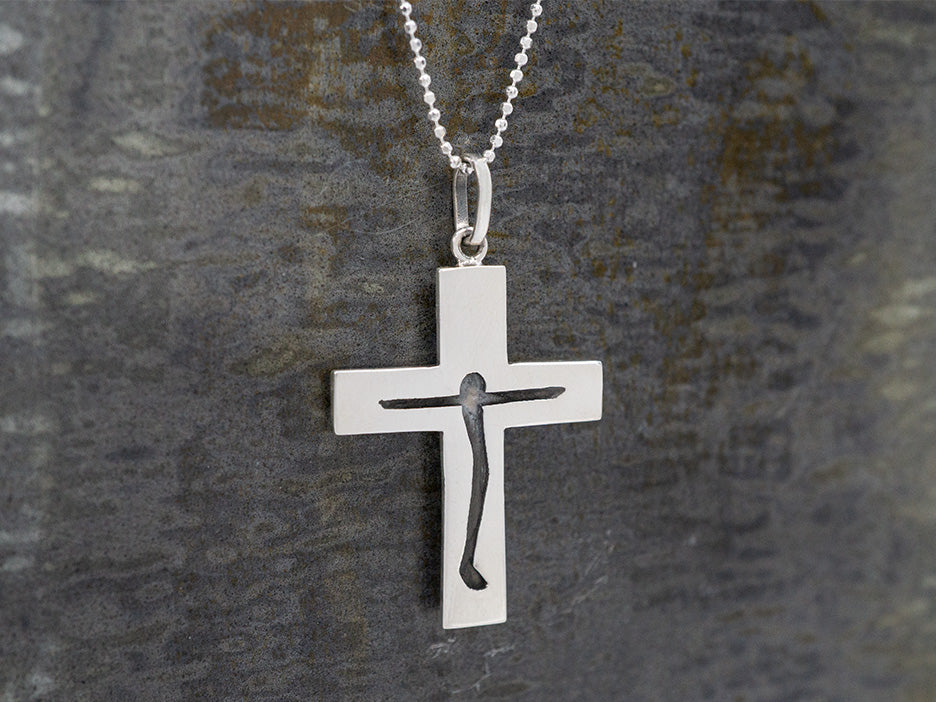 Cross Pendant w/ Oxidized Profile