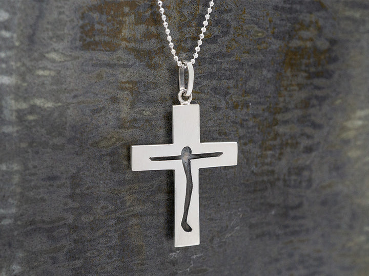 Cross Pendant w/ Oxidized Profile