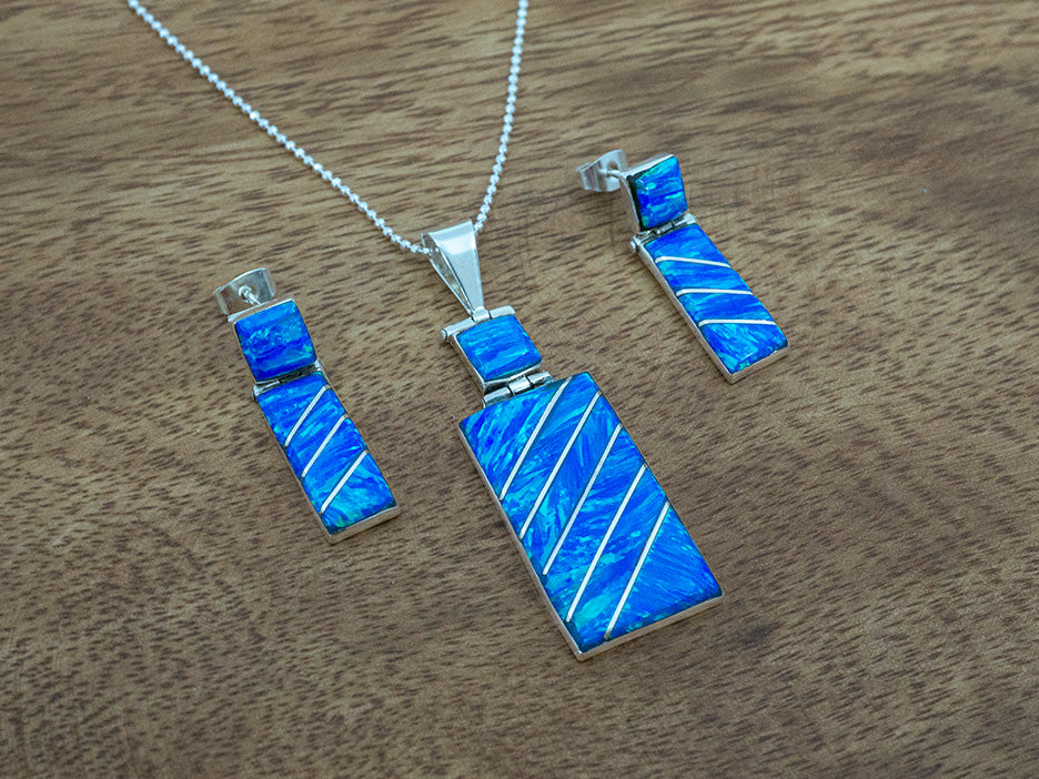 Hinged Blue Opal Earring on Post