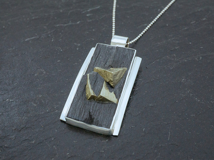 Slate w/ Pyrite Rectangle Pendant