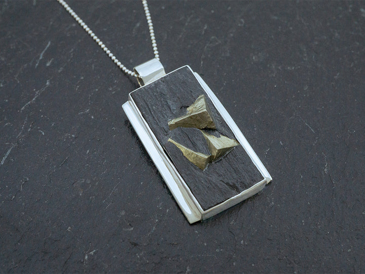 Slate w/ Pyrite Rectangle Pendant